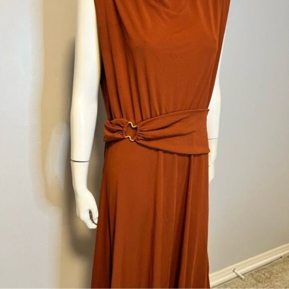 New With Tag Zara Belted Midi Dress Brown Size XL - Picture 9 of 9
